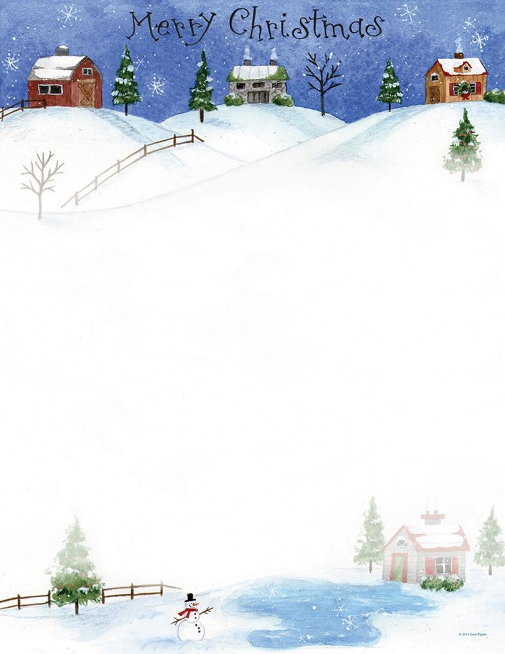 Great Papers! Folk Art Village Holiday Stationery Letterhead, 8.5" x 11", Printer Friendly, 80 sheets